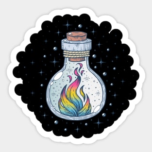 Pansexual Fire Occult Bottle LGBT Pan Pride Flag Sticker